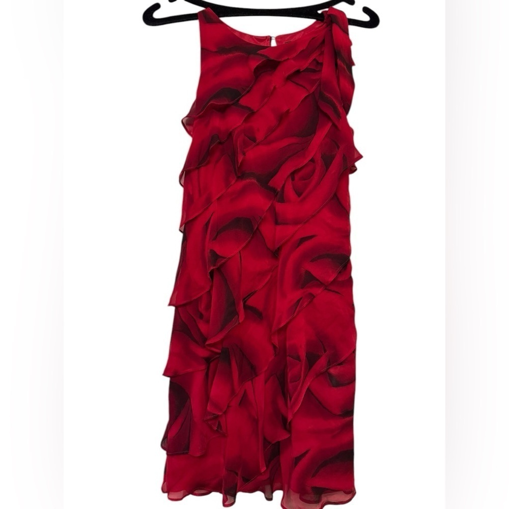 WHBM Rose Print Tiered Chiffon Ruffle Dress - Picture 2 of 8